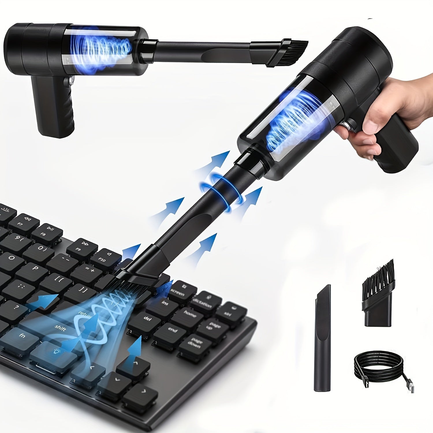 5000Pa High Suction Twin Turbine Motor Cordless Handheld Vacuum Cleaner - Portable, Cordless, Includes Crevice Tool - Perfect For Home And Car Cleaning, Pet Hair, Dust And Debris Removal