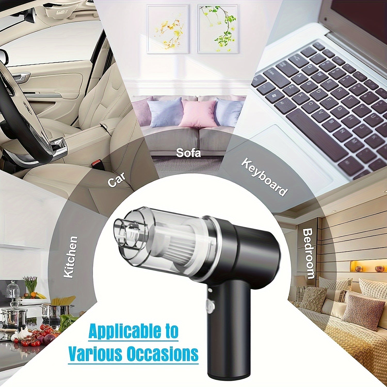 5000Pa High Suction Twin Turbine Motor Cordless Handheld Vacuum Cleaner - Portable, Cordless, Includes Crevice Tool - Perfect For Home And Car Cleaning, Pet Hair, Dust And Debris Removal