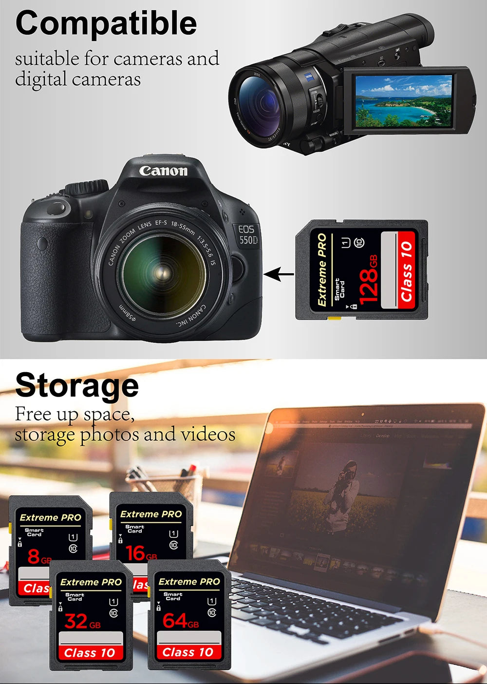 Camera SD 128GB 256GB 512GB Flash Memory Card 32GB 64GB U1 SD Cards Class 10 tarjeta slr SD Card U3 UHS-I 16GB for SLR