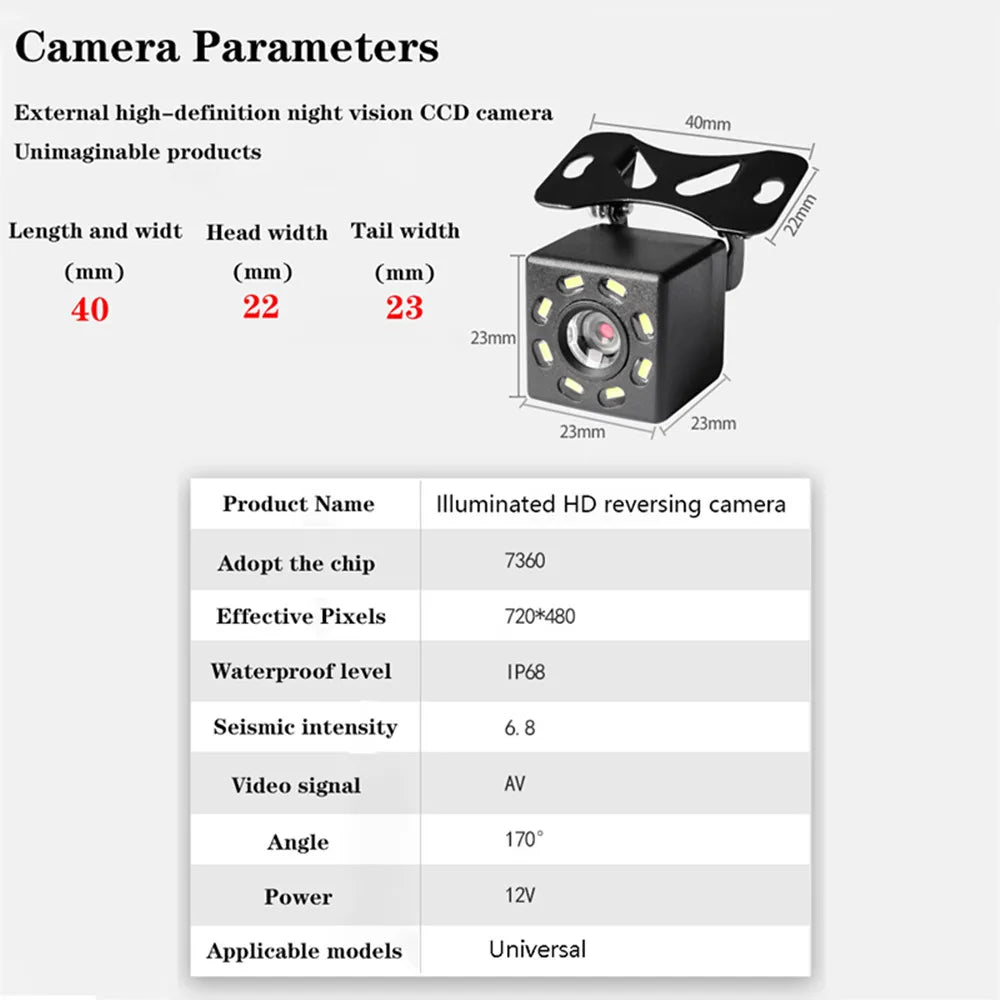 Universal Rear View Camera W/ Wide Range of View
