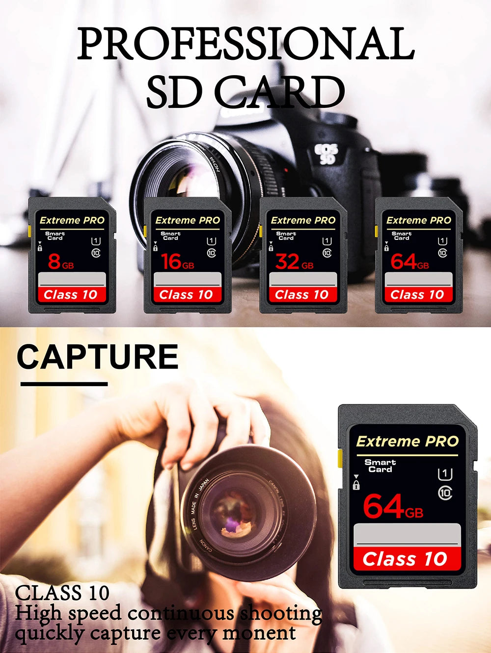 Camera SD 128GB 256GB 512GB Flash Memory Card 32GB 64GB U1 SD Cards Class 10 tarjeta slr SD Card U3 UHS-I 16GB for SLR