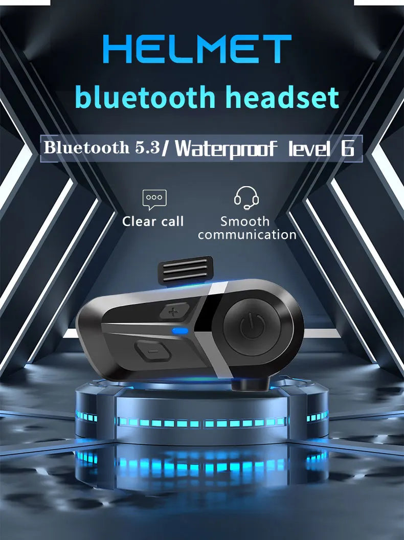 Motorcycle Helmet Headset Waterproof Wireless Hands-free Call Phone Earphone Music Player for Moto Helmet Bluetooth 5.3
