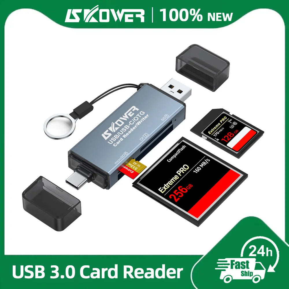 SKOWER High Speed Type C Card Reader USB 3.0 Micro SD TF CF Card Memory Flash Drive Adapter for OTG Mobile Phone Camera Laptop