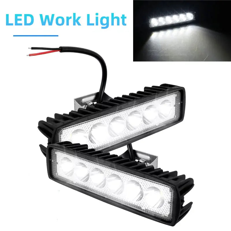 LED Work Light Strip Shape Light Bar 6000K Flood Off Road Head Car Light Auto Parts 12V Driving Fog Headlights DRL Driving Lamp