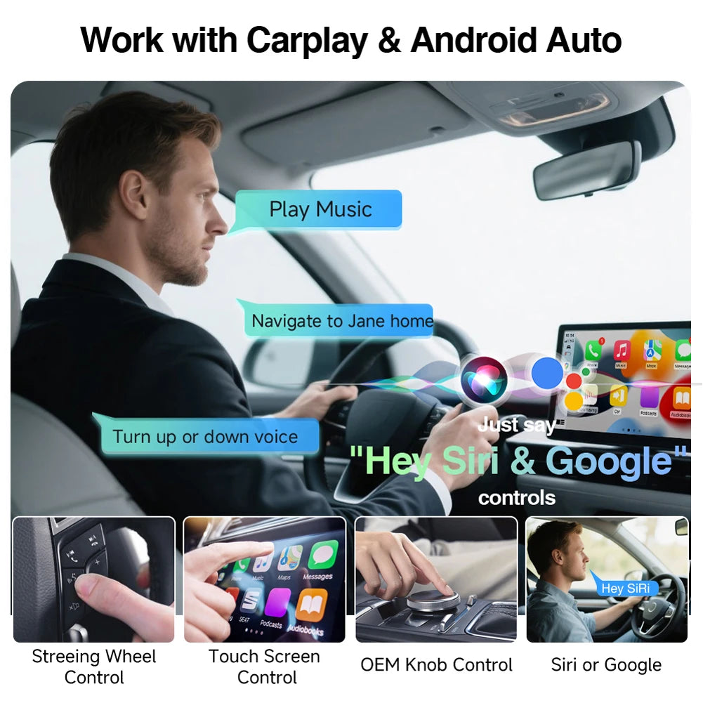 Wireless CarPlay Dongle Wired To Wireless Mini AI Smart Box for Android Auto Adapter 2 in 1 CarPlay Box Car Intelligent Systems