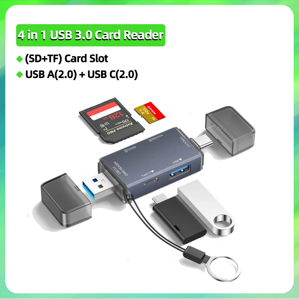 SKOWER High Speed Type C Card Reader USB 3.0 Micro SD TF CF Card Memory Flash Drive Adapter for OTG Mobile Phone Camera Laptop