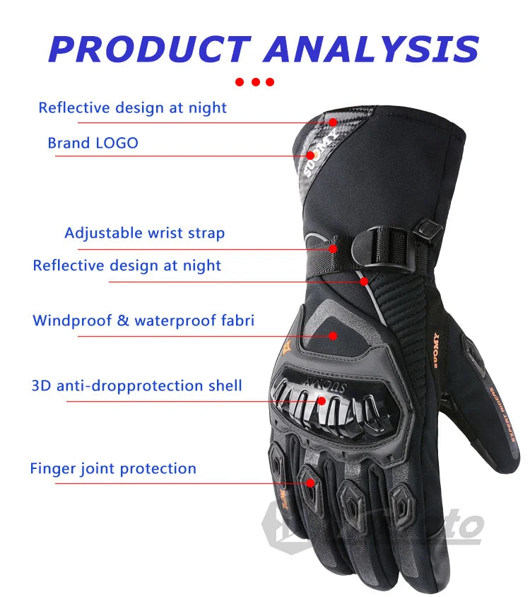 Warm, Windproof, and Waterproof Motorcycle Gloves