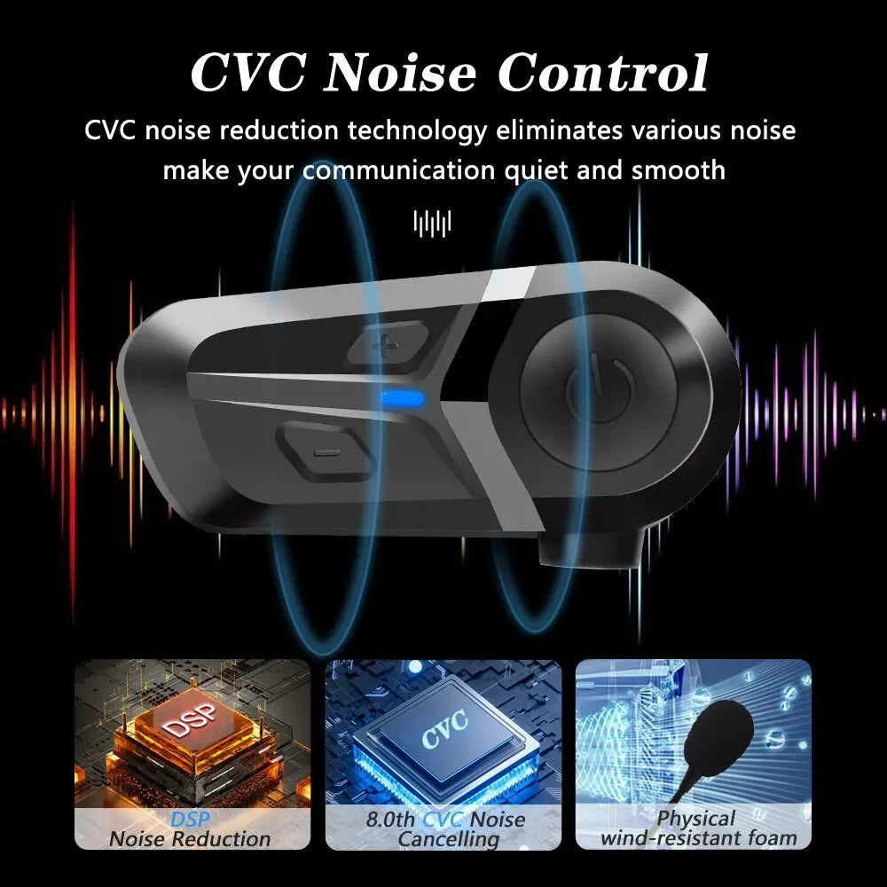 Motorcycle Helmet Headset Waterproof Wireless Hands-free Call Phone Earphone Music Player for Moto Helmet Bluetooth 5.3