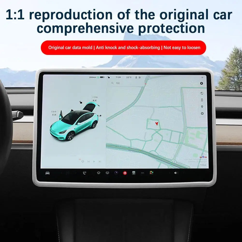 For Tesla Model 3 Y Highland Screen Protector Silicone Frame Display Edge Body Cover For Tesla Central Control Accessories
