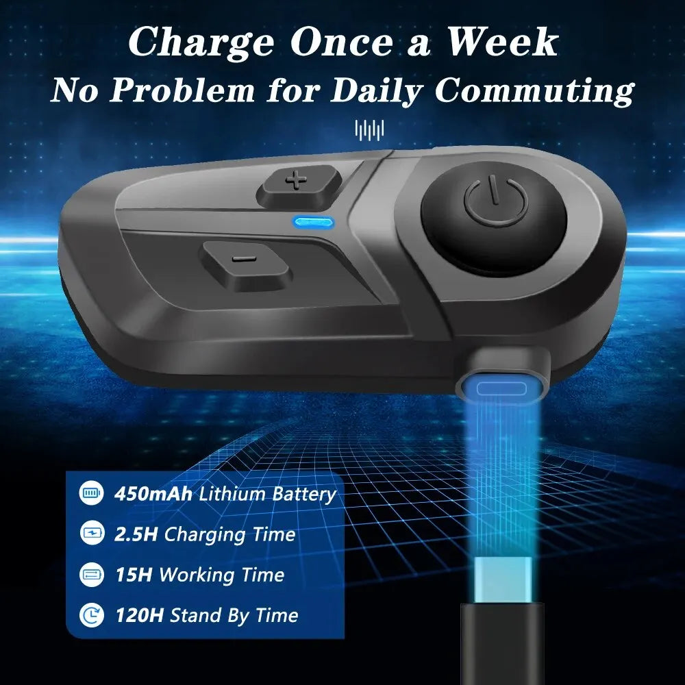 Motorcycle Helmet Headset Waterproof Wireless Hands-free Call Phone Earphone Music Player for Moto Helmet Bluetooth 5.3