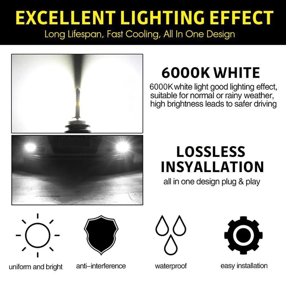 H1/H4/H7/H11 Led Headlight Bulb Kit Car Fog Light Bulbs 12V 24W High Power Auto Fog Lamp 6000K Headlamp Super Bright Bulbs