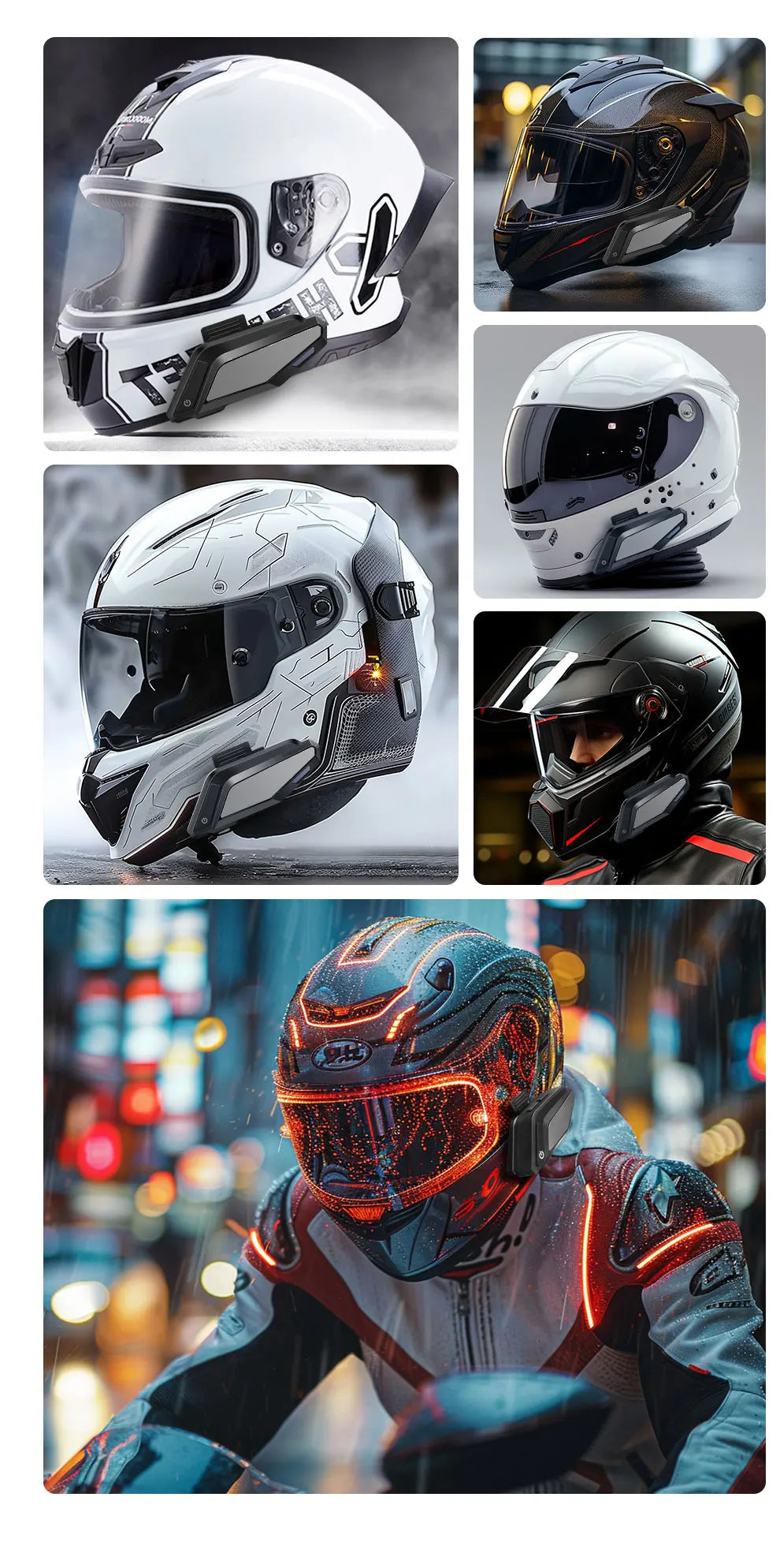 BT 5.3 Moto Helmet Headset Light Wireless Helmet Hands-free Call Phone Motorcycle Waterproof Earphone Music Player Speaker Moto