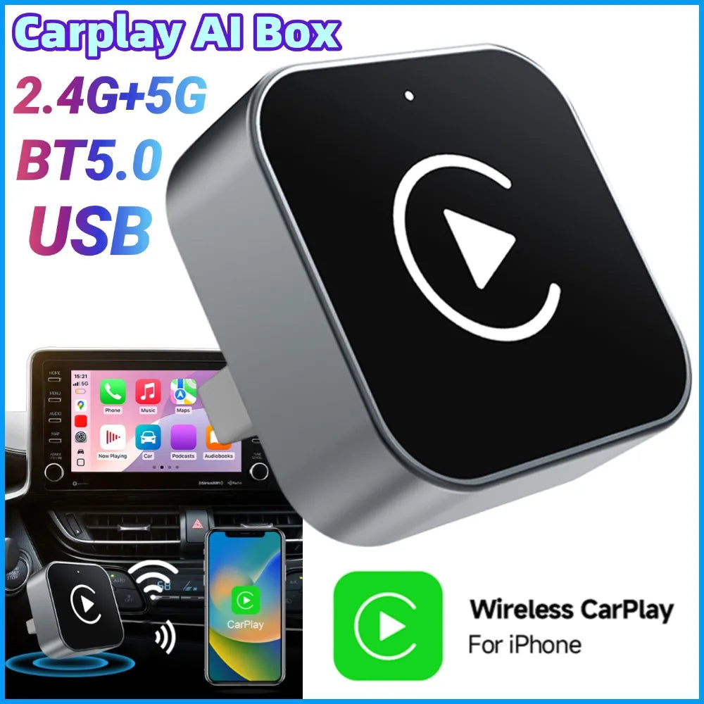 Wireless CarPlay Dongle Wired To Wireless Mini AI Smart Box for Android Auto Adapter 2 in 1 CarPlay Box Car Intelligent Systems