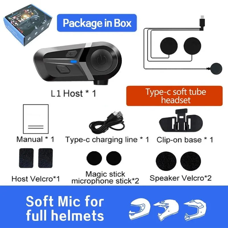 Motorcycle Helmet Headset Waterproof Wireless Hands-free Call Phone Earphone Music Player for Moto Helmet Bluetooth 5.3