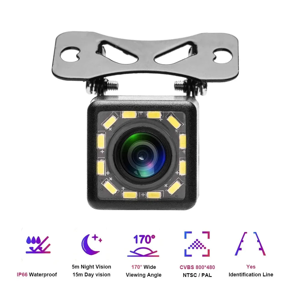 4/12LED 12V Wide Angle HD Car Rearview Camera Rear View Video Vehicle Camera Backup Reverse Camera Night Vision Parking Camera