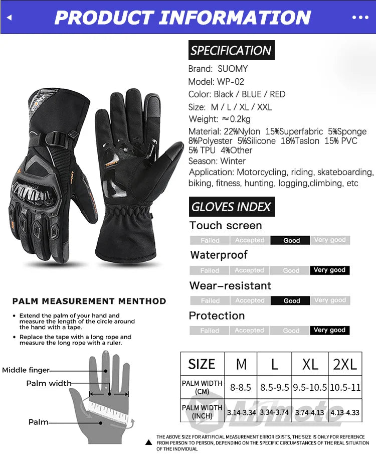 Warm, Windproof, and Waterproof Motorcycle Gloves