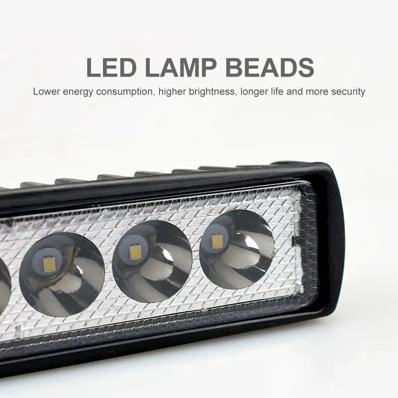 LED Work Light Strip Shape Light Bar 6000K Flood Off Road Head Car Light Auto Parts 12V Driving Fog Headlights DRL Driving Lamp