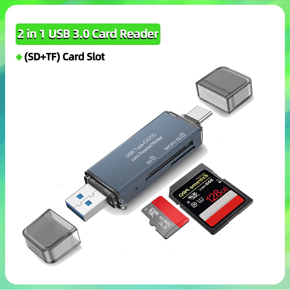 SKOWER High Speed Type C Card Reader USB 3.0 Micro SD TF CF Card Memory Flash Drive Adapter for OTG Mobile Phone Camera Laptop