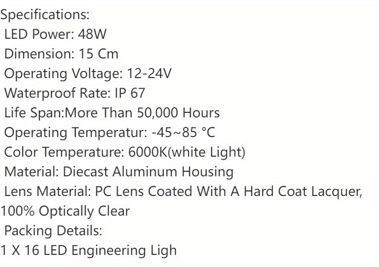 LED Headlights 12-24V For Auto Motorcycle Truck Boat Tractor Trailer Offroad Working Light 48W LED Work Light Spotlight