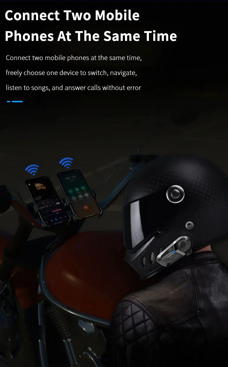 Motorcycle Helmet Headset Waterproof Wireless Hands-free Call Phone Earphone Music Player for Moto Helmet Bluetooth 5.3