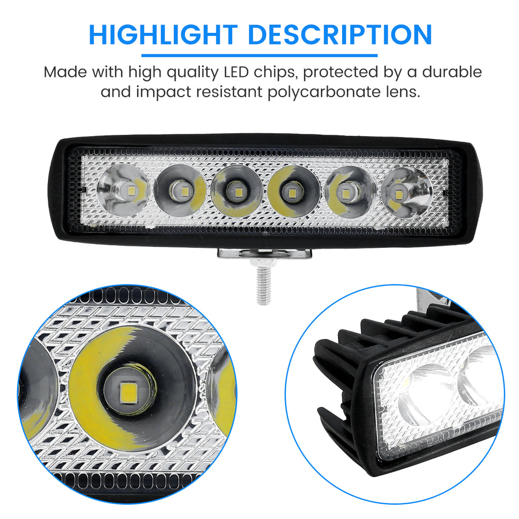 LED Work Light Strip Shape Light Bar 6000K Flood Off Road Head Car Light Auto Parts 12V Driving Fog Headlights DRL Driving Lamp