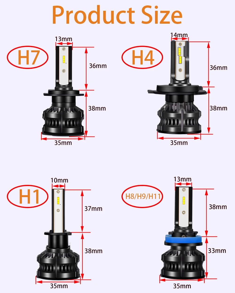 80W 14000LM Car Headlight