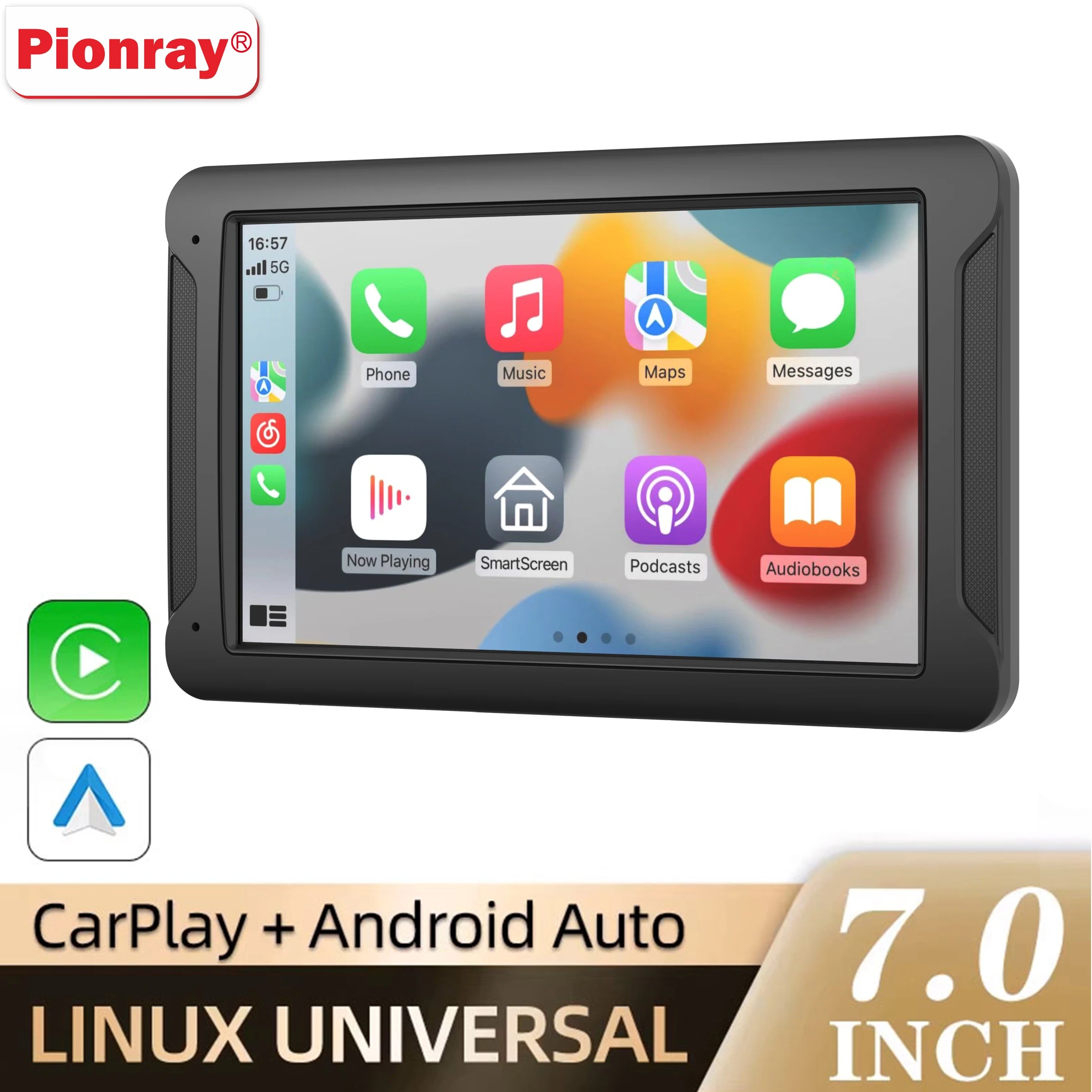 Pionray Wireless CarPlay Screen for Car 7" HD Portable Stereo Touchscreen CarPlay & Android Auto 1080P Full HD Screen Backup Cam