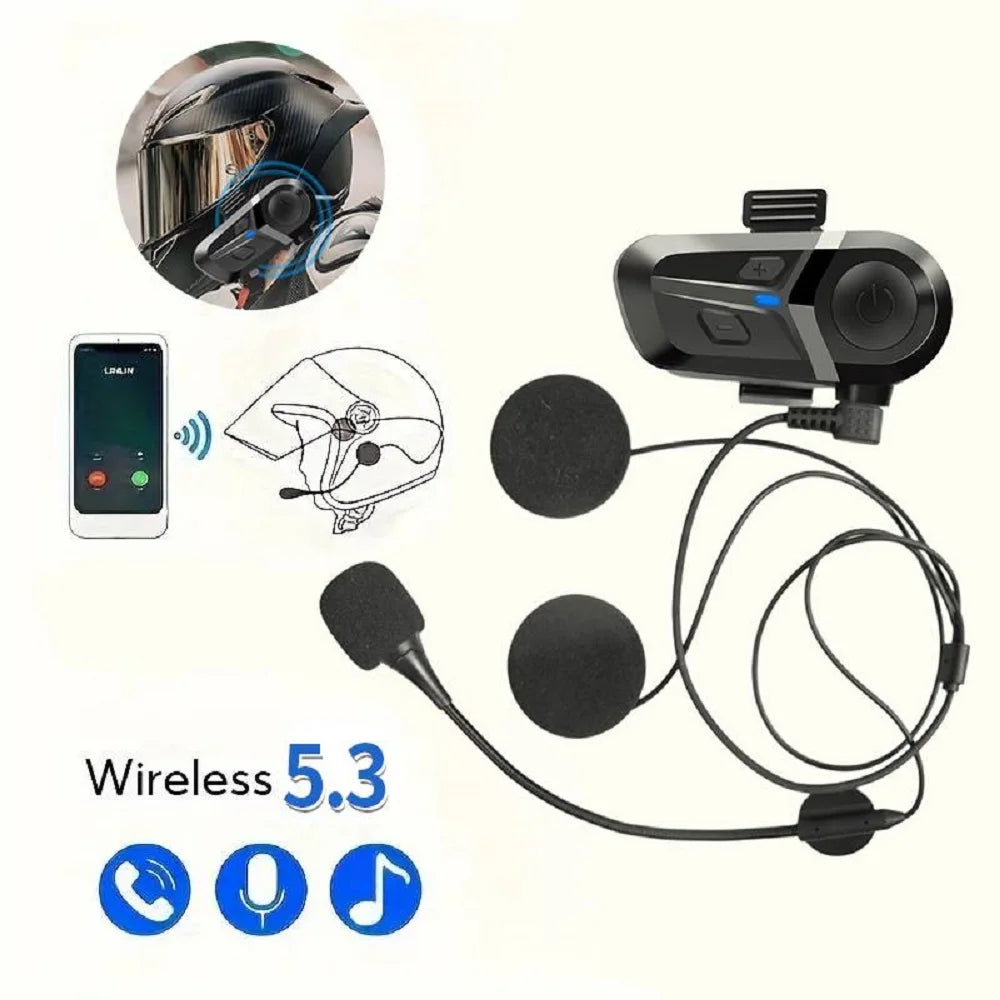 Motorcycle Helmet Headset Waterproof Wireless Hands-free Call Phone Earphone Music Player for Moto Helmet Bluetooth 5.3