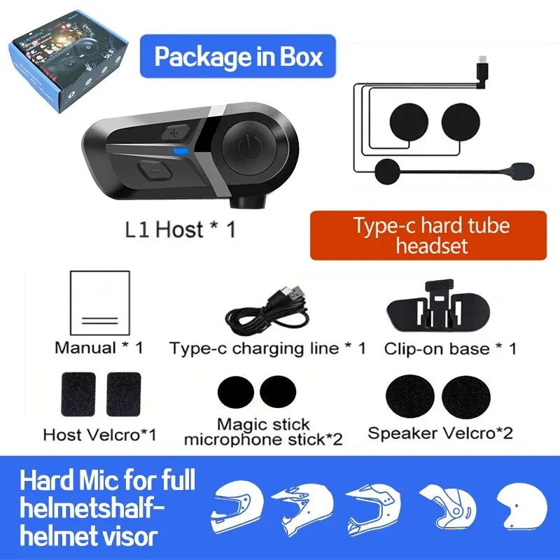 Motorcycle Helmet Headset Waterproof Wireless Hands-free Call Phone Earphone Music Player for Moto Helmet Bluetooth 5.3