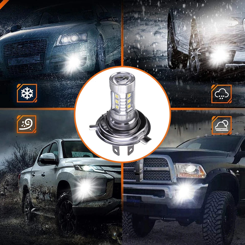 H4 Super White LED Headlight Bulb 6000-6500K High Low Beam LED Headlight IP67 Waterproof Auto Headlight 4000LM 80W 12V
