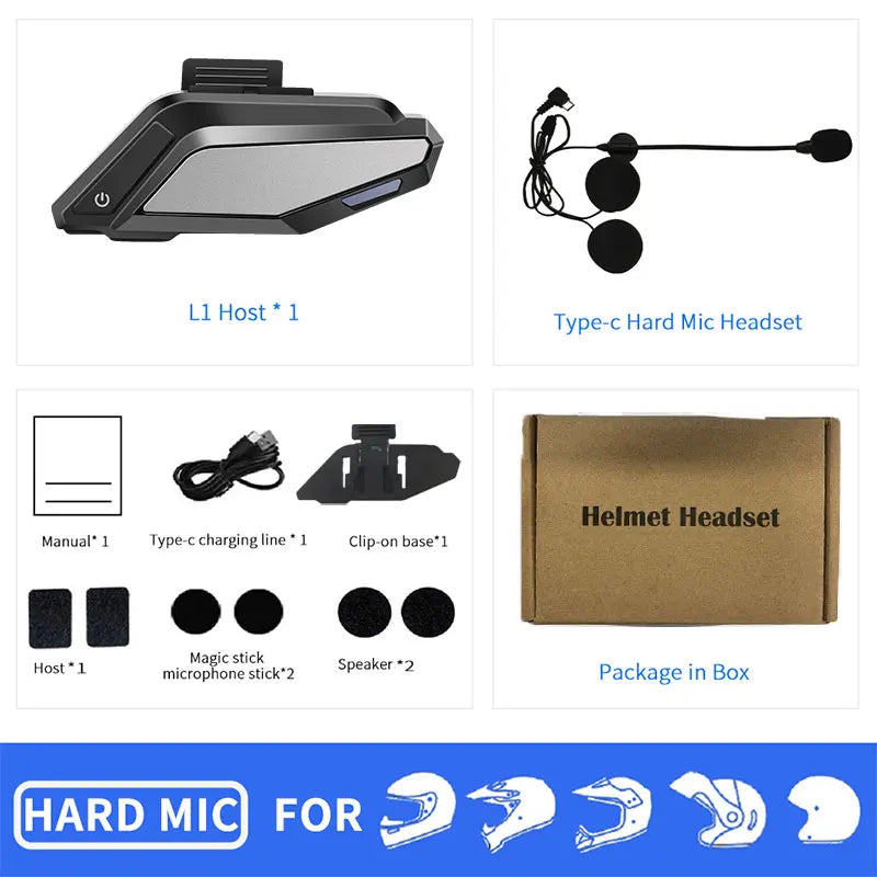 BT 5.3 Moto Helmet Headset Light Wireless Helmet Hands-free Call Phone Motorcycle Waterproof Earphone Music Player Speaker Moto