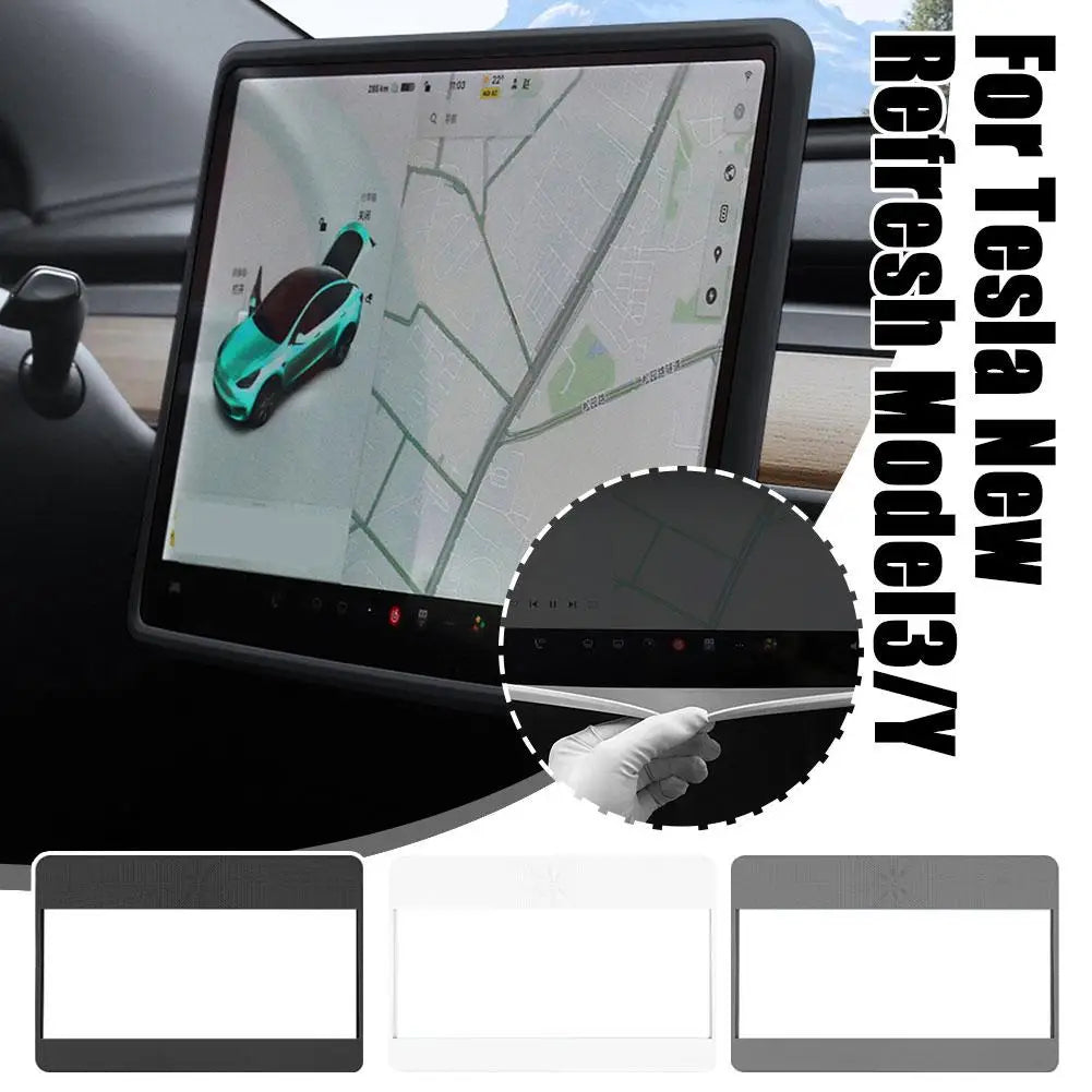 For Tesla Model 3 Y Highland Screen Protector Silicone Frame Display Edge Body Cover For Tesla Central Control Accessories
