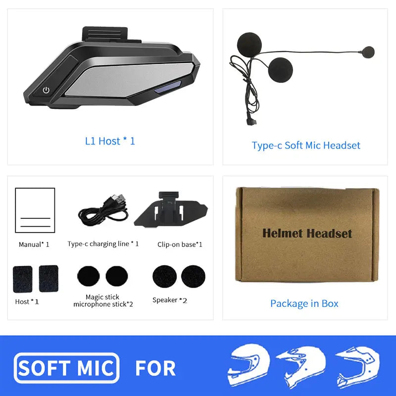 BT 5.3 Moto Helmet Headset Light Wireless Helmet Hands-free Call Phone Motorcycle Waterproof Earphone Music Player Speaker Moto