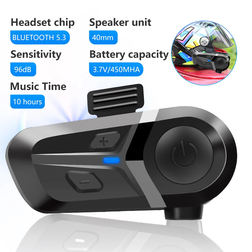Motorcycle Helmet Headset Waterproof Wireless Hands-free Call Phone Earphone Music Player for Moto Helmet Bluetooth 5.3