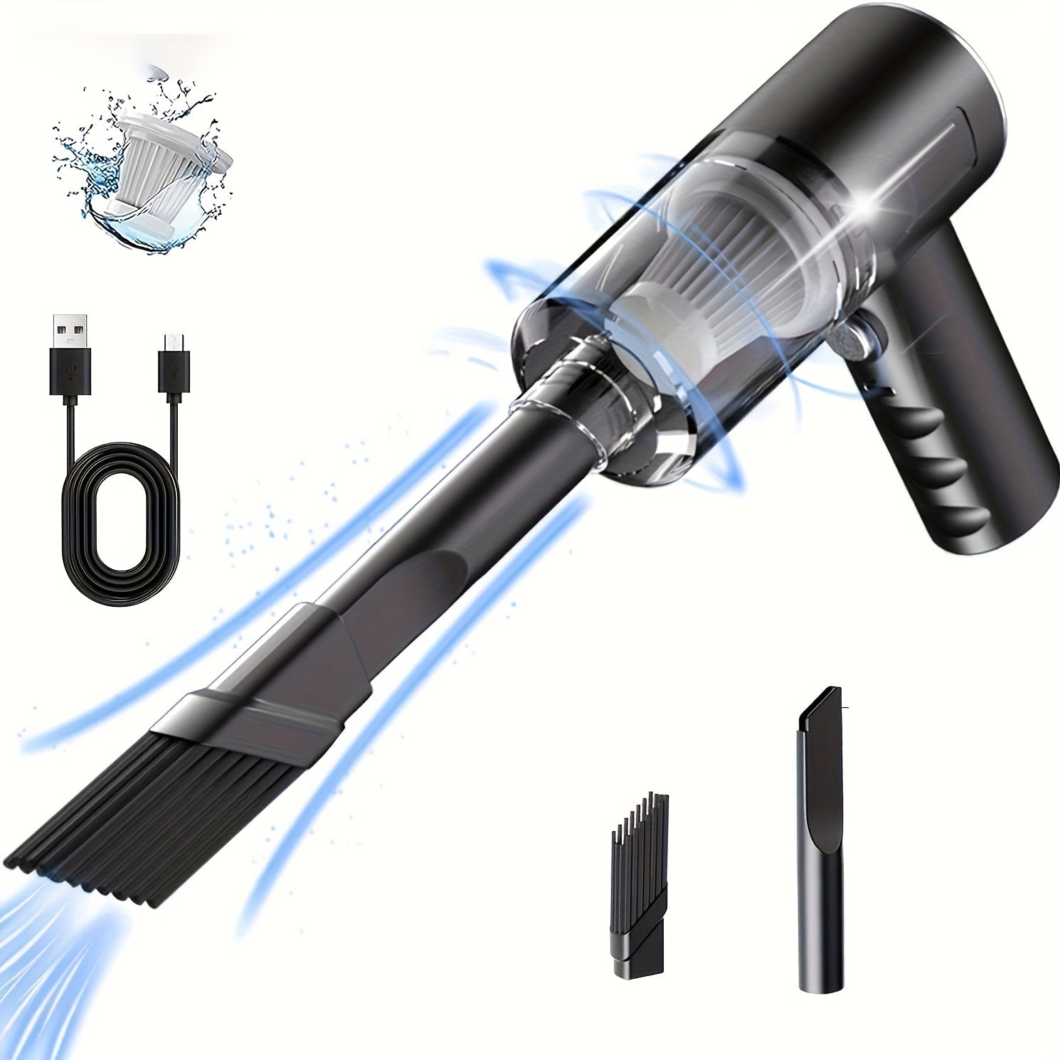 5000Pa High Suction Twin Turbine Motor Cordless Handheld Vacuum Cleaner - Portable, Cordless, Includes Crevice Tool - Perfect For Home And Car Cleaning, Pet Hair, Dust And Debris Removal