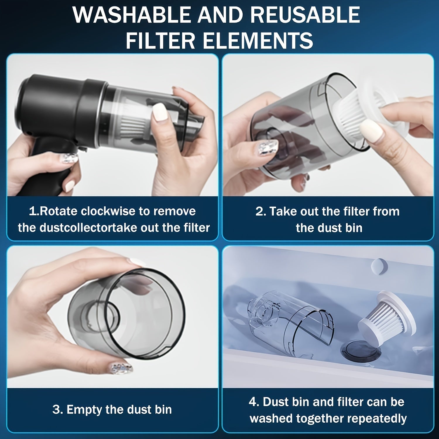 1pc Powerful 9000PA Cordless Car Vacuum Cleaner - Ultra-Lightweight, Portable, And Easy to Use for Home And Car Interior Cleaning, Pet Hair, And Crumbs - Rechargeable And Convenient for Daily Use, Quick Cleanup, Compact Desig
