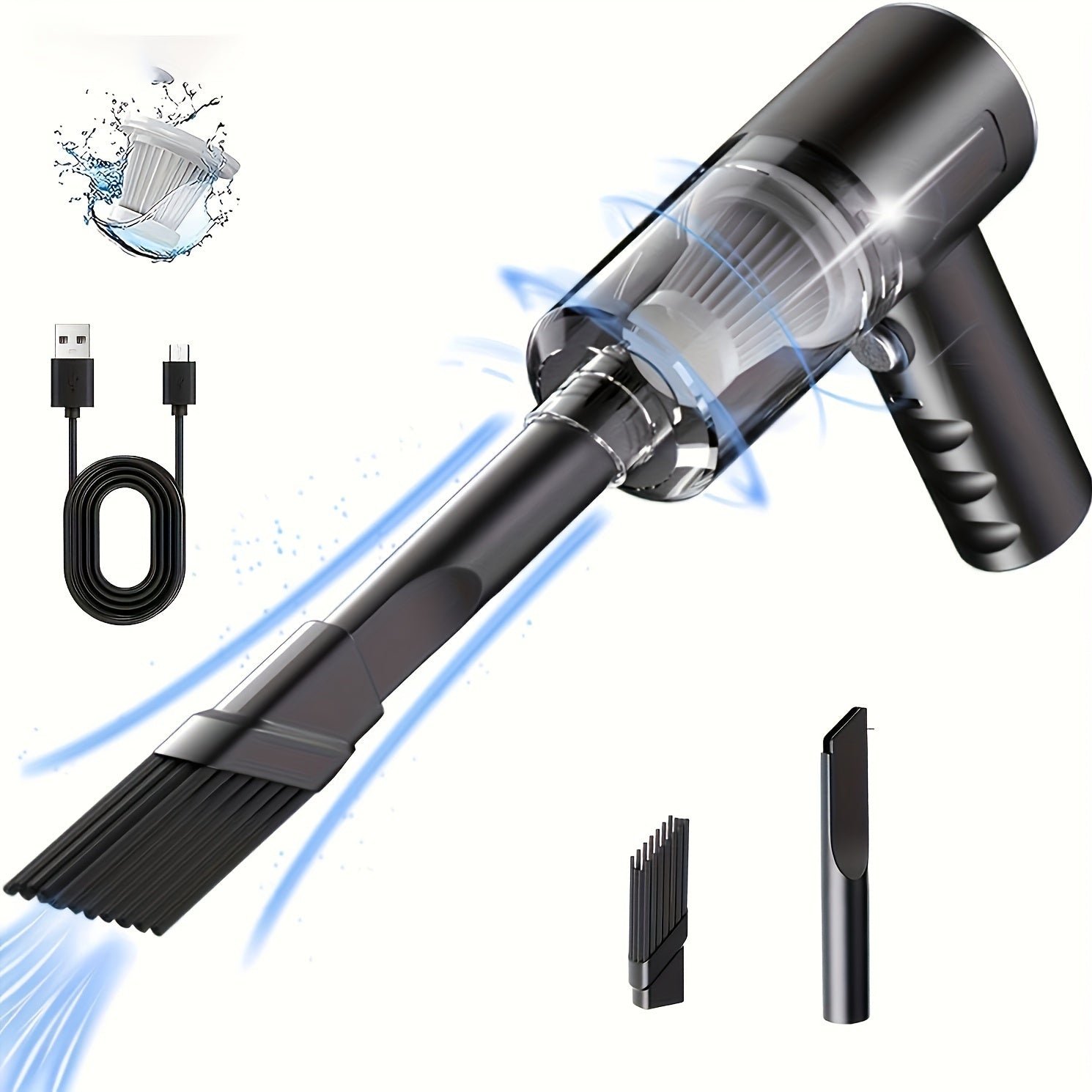 1pc Powerful 9000PA Cordless Car Vacuum Cleaner - Ultra-Lightweight, Portable, And Easy to Use for Home And Car Interior Cleaning, Pet Hair, And Crumbs - Rechargeable And Convenient for Daily Use, Quick Cleanup, Compact Desig